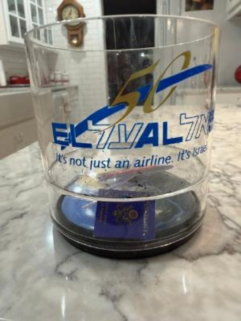 Vintage Plastic Tumbler with 'EL AL Israel Airlines' Logo and Slogan/Promotional